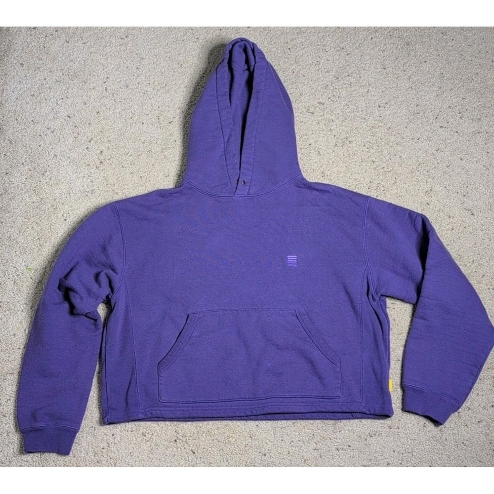 Yellow Label Co Women's Cropped Hoodie L Purple Thick Comfy Boxy Fit Streetwear